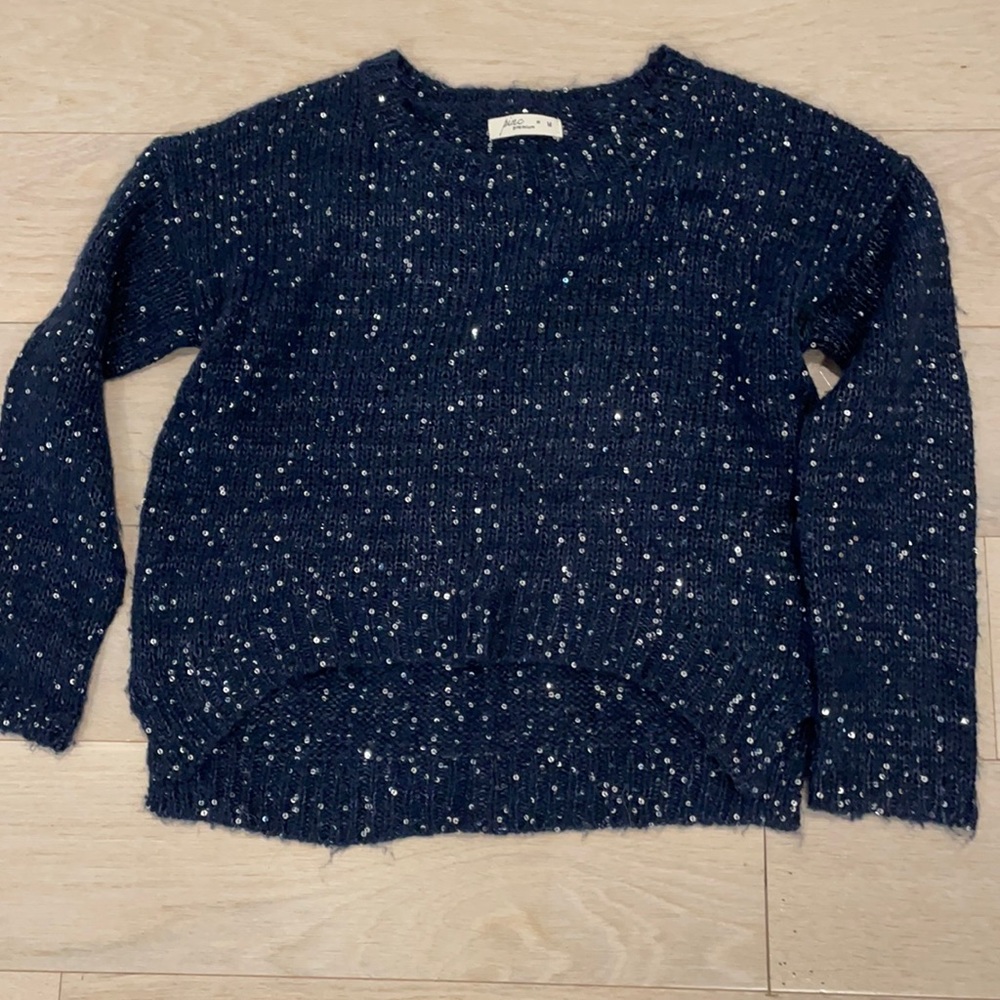 Pinc Premium navy sweater with silver sequins.  Size M. Gorgeous!!!